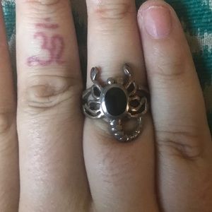 Vintage unique sterling silver onyx scorpion ring